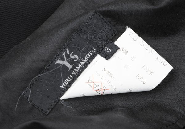 Y's Wool Gabardine Asymmetric Waist Cord Skirt Black Size 3