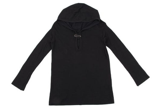 Y's Cotton Rayon Drape Skipper Long Sleeve Top Black Size 2