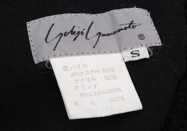 Yohji Yamamoto FEMME Faux Fur Hook Closure Cape Black Size S