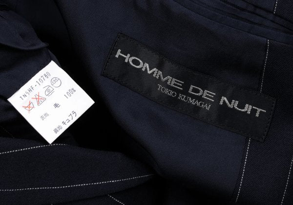 TOKIO KUMAGAI HOMME DE NUIT Wool Stripe Jacket Navy Size 48