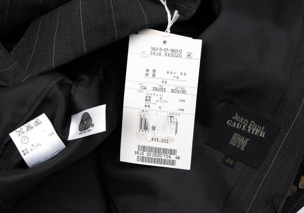 Jean Paul GAULTIER HOMME Striped Wool 3B Jacket Gray Size 48