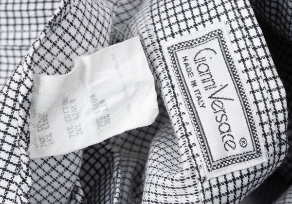 GIANNI VERSACE Cotton Linen Graph Check Long Sleeve Shirt Size 46
