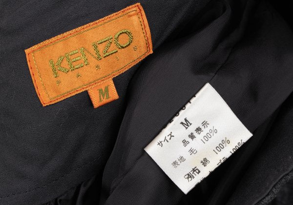 KENZO Wool Tuck A-Line Midi Skirt Gray Size M