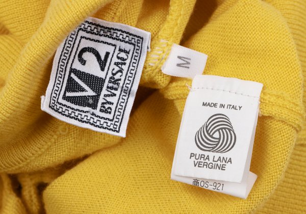 VERSACE CLASSIC V2 Wool Metal Button Polo Knit Yellow Size M