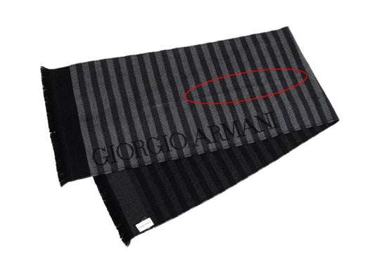 GIORGIO ARMANI Logo Jacquard Stripe Stole Black/Gray