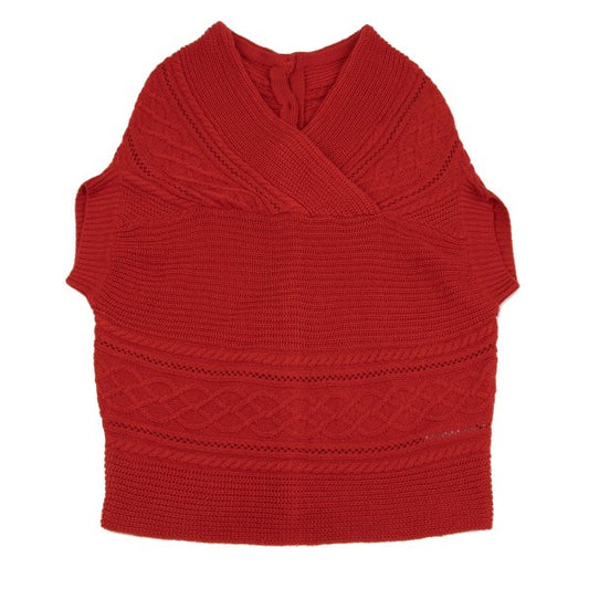 ATSURO TAYAMA Irregular Back Open Cable Sweater Red Size 38