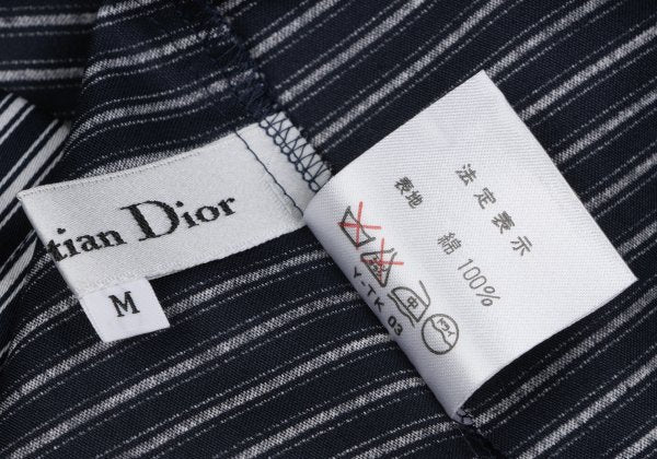 Christian Dior Cotton Striped Long Navy Off-White Shirt Size M