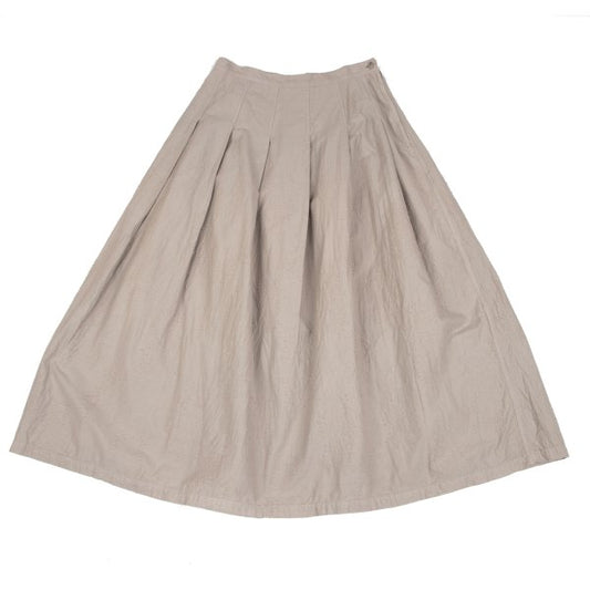 Plantation Garment Dyed Cotton Pleated Skirt Beige Size L