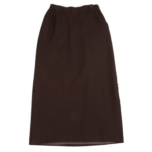 Plantation Wool Side Slit Midi Skirt Brown Size L