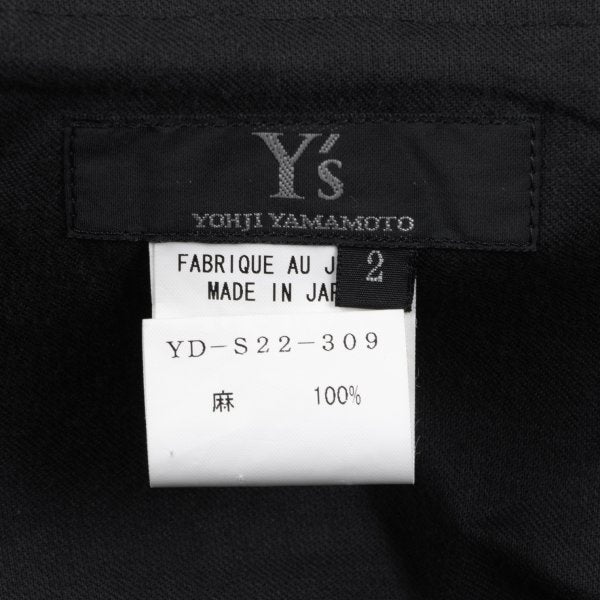 Y's Linen Front Welt Pocket Midi Skirt Black Size 2