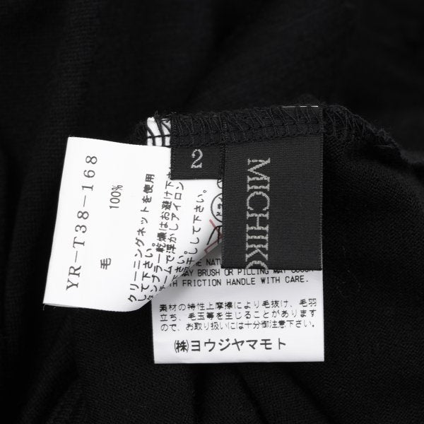 MICHIKO by Y's Wool Boat Neck Top Black Size 2