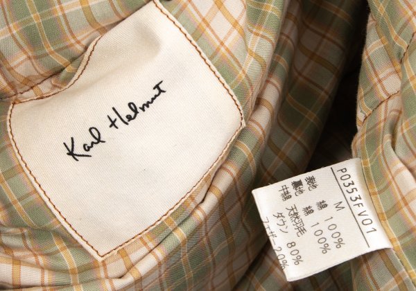 Karl Helmut Cotton Logo Patch Border Down Vest Orange Size M
