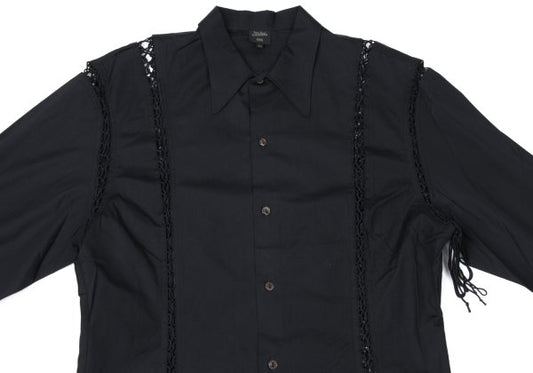 Jean Paul GAULTIER HOMME Cotton Lace-Up Shirt Black Size 48