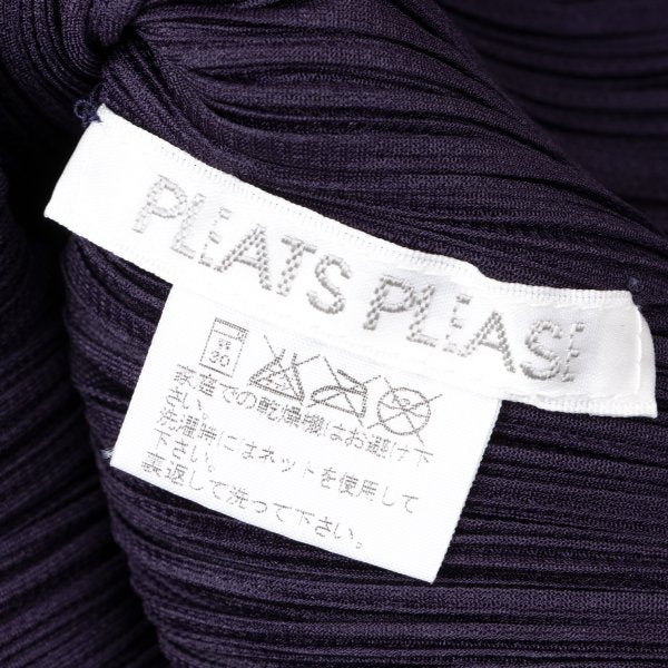 PLEATS PLEASE Zigzag Skipper High Neck L/S Tee Purple Size 4