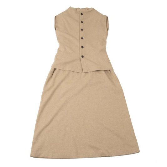 COMME des GARCONS Fold-Over Layered Knit Dress Camel Size M