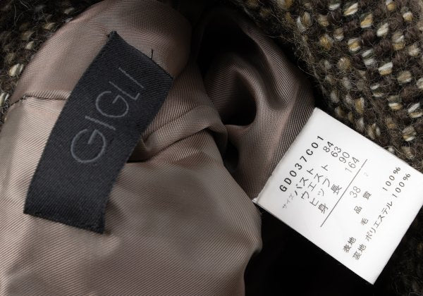 GIGLI Wool Tuck Collar Half Coat Brown Size 38