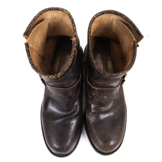 Junya Watanabe Cracked Leather Pecos Boots Black Size 24.5CM