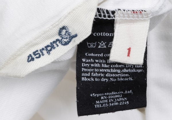 45rpm Cotton Long Sleeve Polo Shirt White Size 1