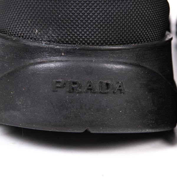 PRADA Mesh Lined Leather Chelsea Boots Black Size 28cm