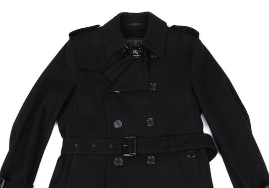 BURBERRY BLACK LABEL Melton Wool Removable Coat Black Size M