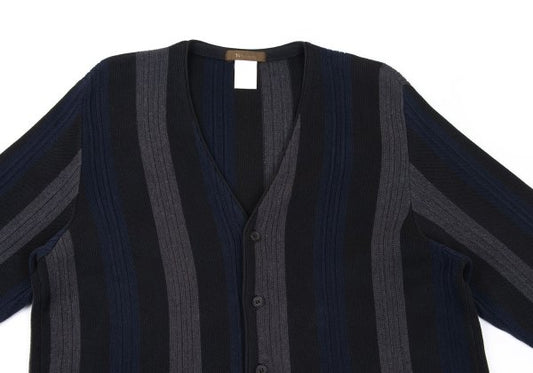 Y's for men Cotton Stripe Knit Cardigan Black Size M