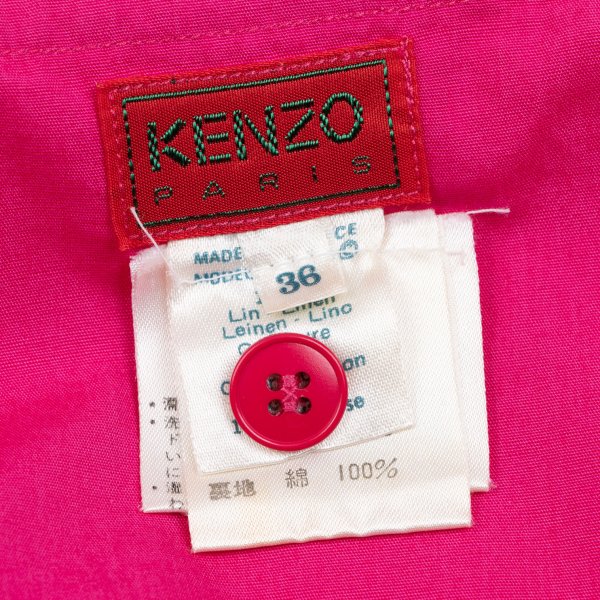 KENZO Linen Floral Taping Bustier Pink Multi Size 36