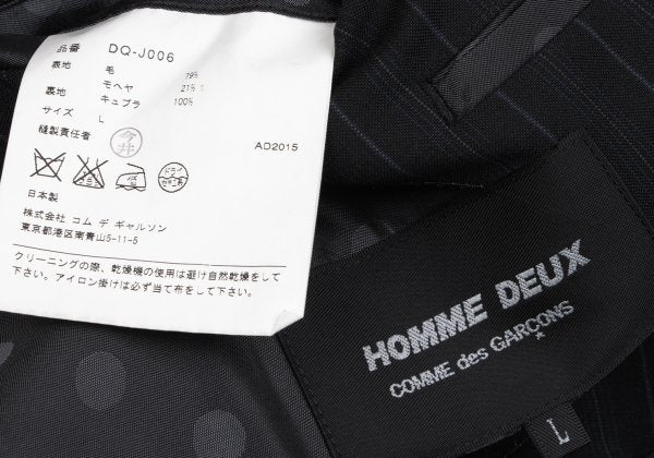 COMME des GARCONS HOMME DEUX Mohair Wool Black Navy Jacket Size L