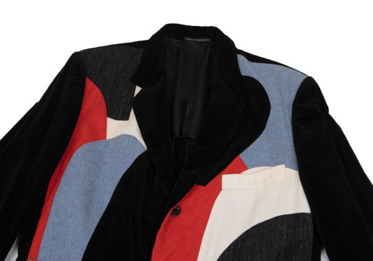 Y's for men Geometric Patchwork Velour Jacket Multi Size 3