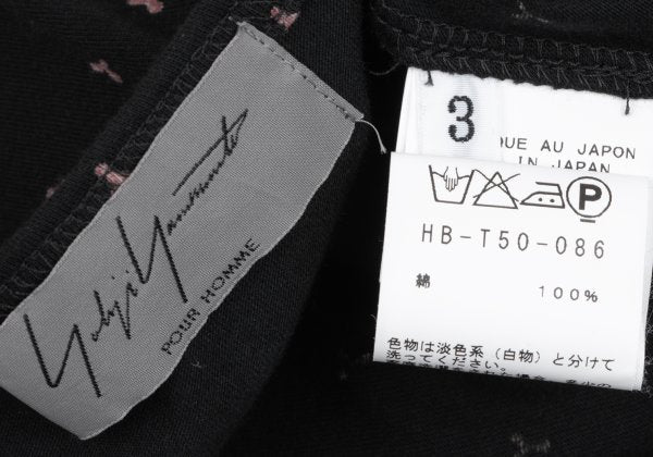 Yohji Yamamoto POUR HOMME Discharge Print Black Red T-Shirt Size 3