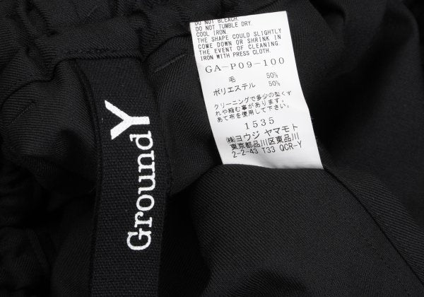Ground Y Wool Poly Gabardine Layered Pants Black Size 3
