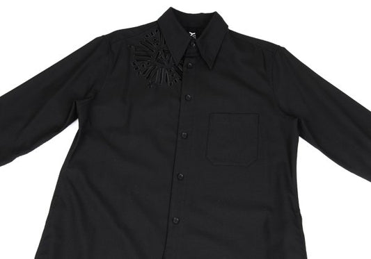 Ground Y Wool Poly Gabardine Cutwork Long Shirt Black Size 1