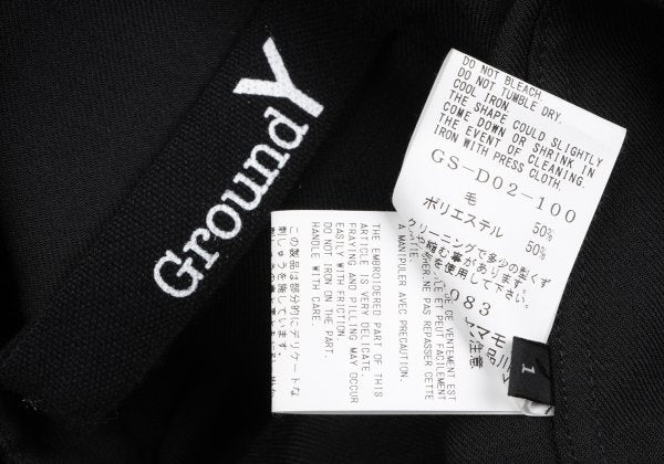 Ground Y Wool Poly Gabardine Cutwork Long Shirt Black Size 1