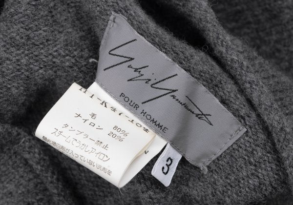 Yohji Yamamoto POUR HOMME Wool Blend Sweater Gray Size 3