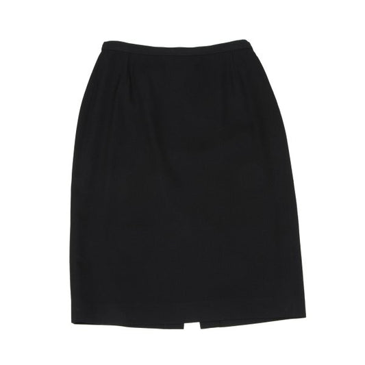 agnes b. Wool Gabardine A-Line Midi Skirt Black Size 40