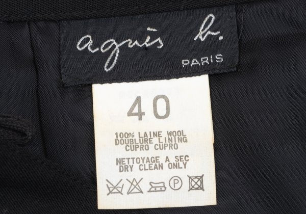 agnes b. Wool Gabardine A-Line Midi Skirt Black Size 40