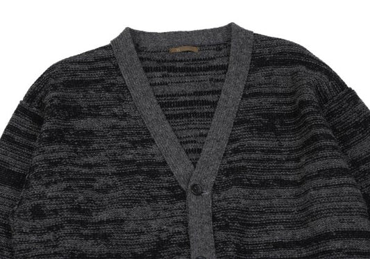 Y's for men Wool Melange Knit Cardigan Grey/Black Size L
