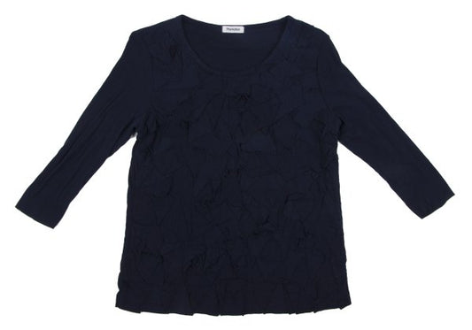 Plantation Front Patch 3/4 Sleeve Cotton Top Navy Size M