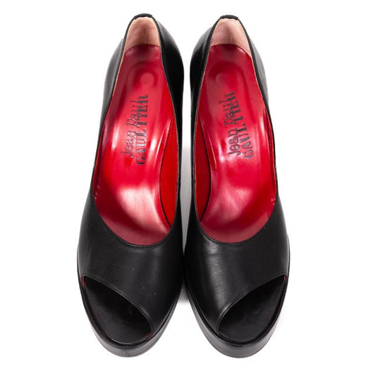 Jean Paul GAULTIER Black Open Toe Heel Pumps Size 24CM