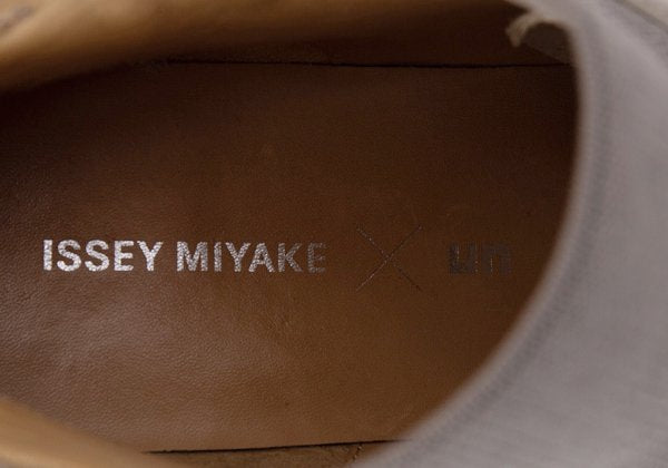 UN Wrap Bootie Mid x ISSEY MIYAKE Beige Leather Wrap Heel Boots Size 38 (24.5cm)