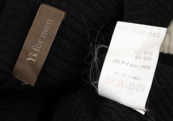 Y's for men Wool Nylon Border Knit Sweater Black Size M