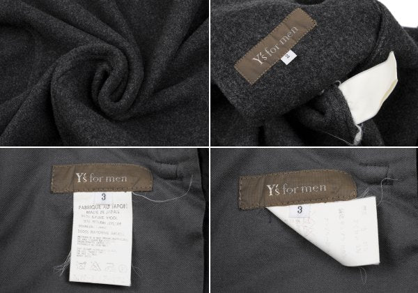Y's for men Melton Wool Jacket Gray Size 2