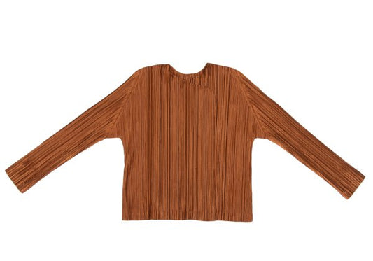PLEATS PLEASE Shiny Pleated Cardigan Orange Size 3