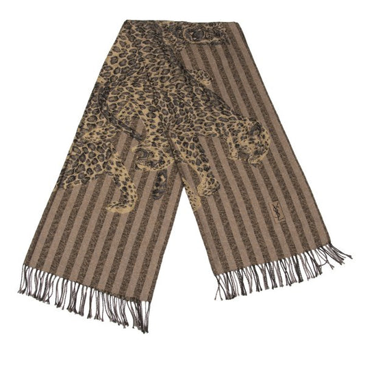 Yves Saint Laurent Silk Wool Scarf Beige