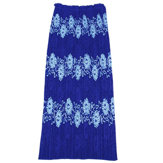 PLEATS PLEASE Floral Taping Mesh Midi Skirt Blue Size 3