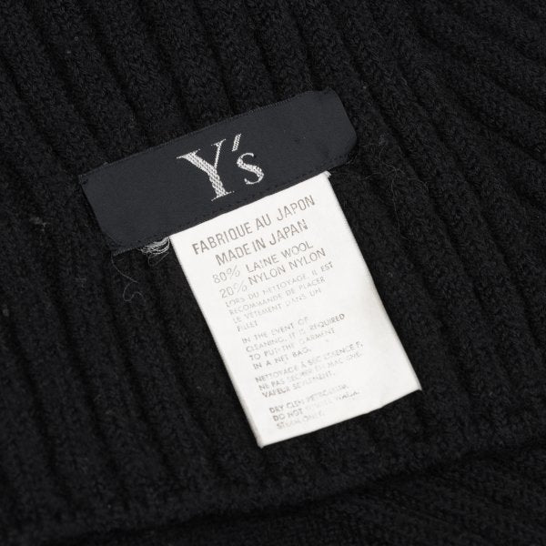 Y's Wool Blend Ribbed Knit Scarf Black