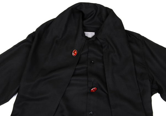 Yohji Yamamoto POUR HOMME 03AW Silk Stole Shirt Black Size 3