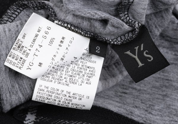 Y's Black Frayed Check Print Long Sleeve Tee Size 2