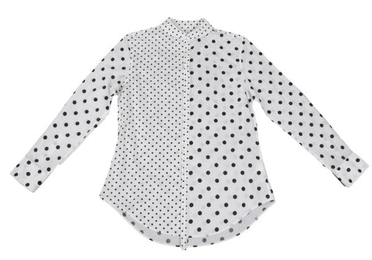 Y's Cotton Dot Print Round Collar Blouse White/Black Size 2