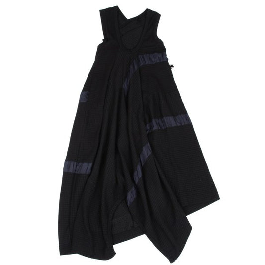 Y's Check Weave Sleeveless Midi Dress Black Size 2