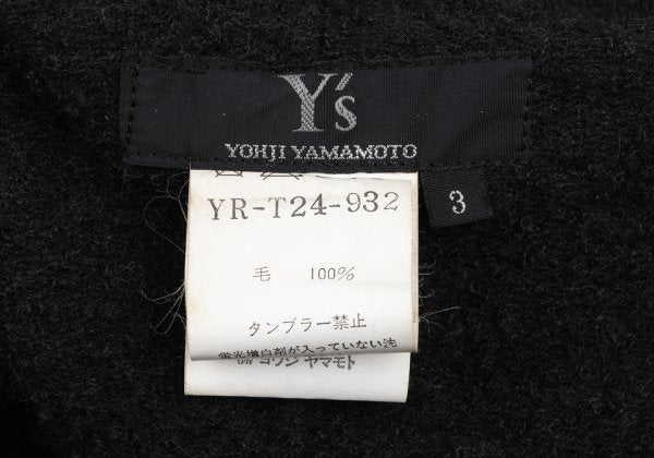 Y's Wool Cut-Off Knit Jacket Charcoal Size 3